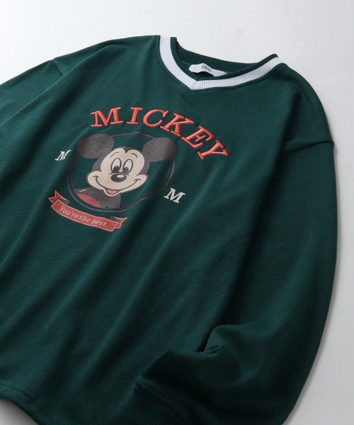 ディズニー ミッキーマウス キャラ刺繍 L 緑 スウェット トレーナー 90s Disney トレーナー スウェット 「Disney/ディズニー」ミッキー