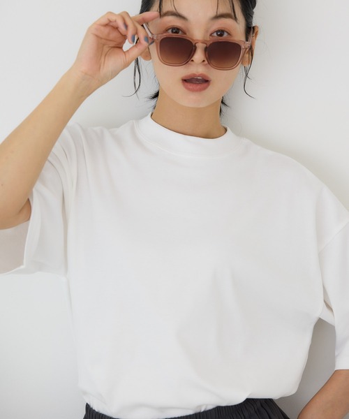 AMERICAN HOLIC tシャツ モックネック5分袖カットプルオーバー