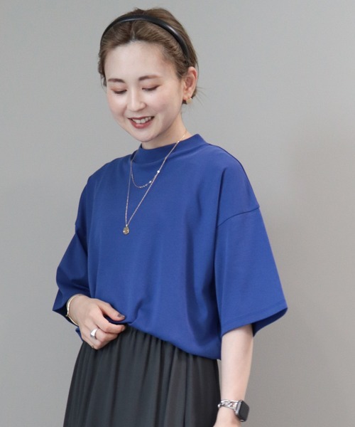 AMERICAN HOLIC tシャツ モックネック5分袖カットプルオーバー