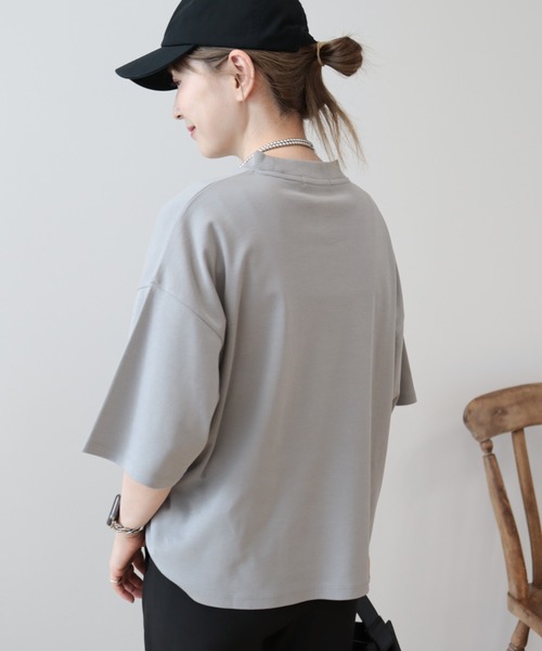 AMERICAN HOLIC tシャツ モックネック5分袖カットプルオーバー