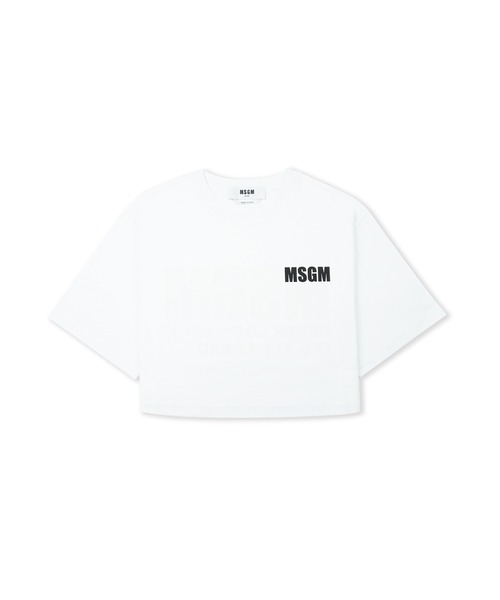 tシャツ NEVER LOOK BACK ステートメントロゴ クロップドTシャツ レディース