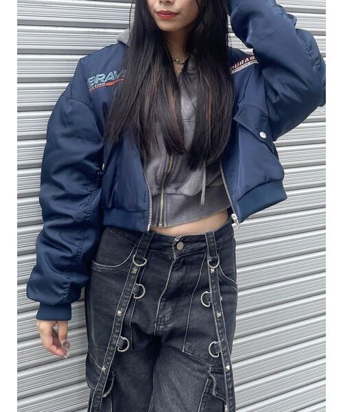blackup EMODA ブルゾン EVRIS EVRIS ブルゾン アウター BIKER DESIGN MA-1 レディース
