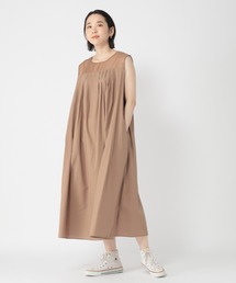 ノースリーブ ワンピース ロングスカート シャツドレス studio CLIP ワンピース シアー切り替えノースリーブワンピース