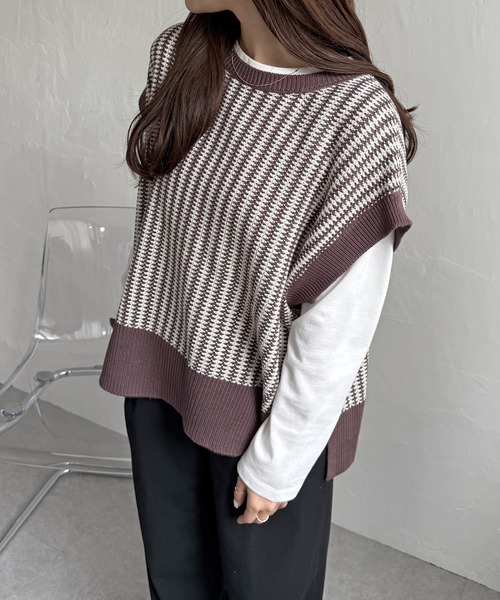 ikka（イッカ） ニット セーター 「ロンTセット」ニットベスト