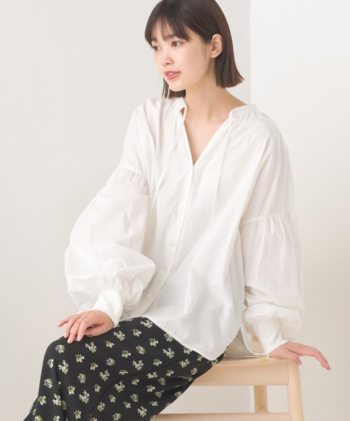 ブラウス シャツ ソフトブロードフレンチヘムギャザーシャツ レディース Spick＆Span ブラウス シャツ ソフトブロードフレンチヘム