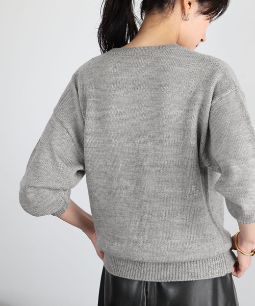 エルフランク ELFRANK イニシャルロゴ刺繍ニットプルオーバー （アイボリーブラック） ELFRANK ニット セーター イニシャルロゴ刺繍ニットプルオーバー