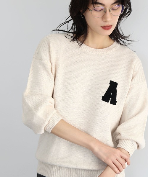 ELFRANK ニット セーター イニシャルロゴ刺繍ニットプルオーバー