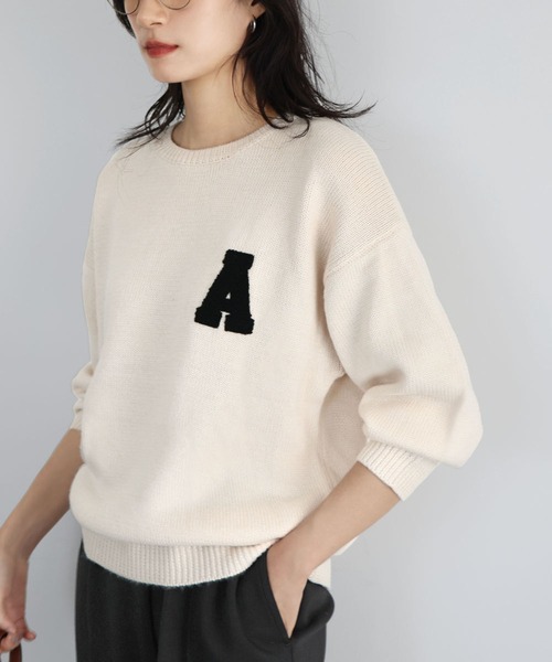 ELFRANK ニット セーター イニシャルロゴ刺繍ニットプルオーバー