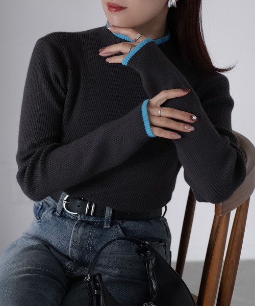 Riberry（リベリー） ニット セーター バイカラー配色リブニット