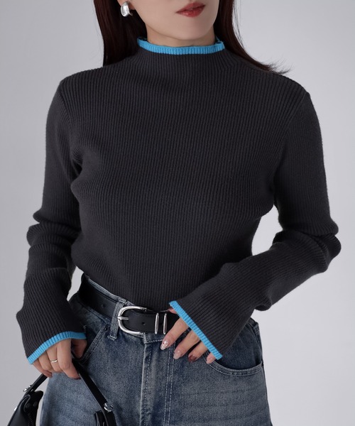 【新品・未使用】RISLEY バイカラー2wayリブニット Riberry（リベリー） ニット セーター バイカラー配色リブニット