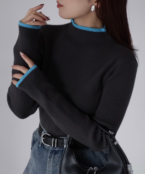 Riberry（リベリー） ニット セーター バイカラー配色リブニット