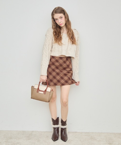 チェック柄タイトスカートJK 制服 ベージュ TITTY＆CO. スカート チェック柄タイトスカート : ZOZOTOWN