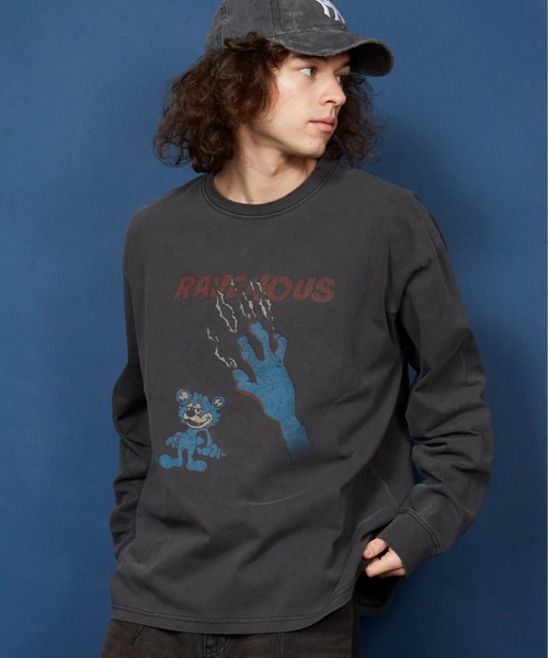 インディゴ染め ジャージー 長袖Tシャツ【RRL】ヴィンテージ風 ダブルアールエル) RRL インディゴ ジャージー グラフィック T
