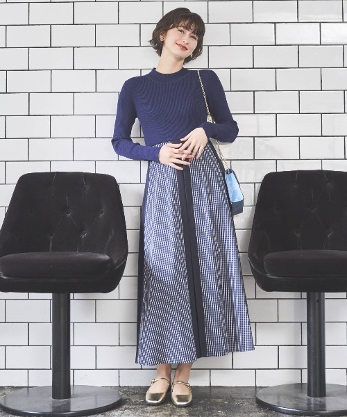 AND COUTURE（アンドクチュール） ワンピース チェックドッキング配色