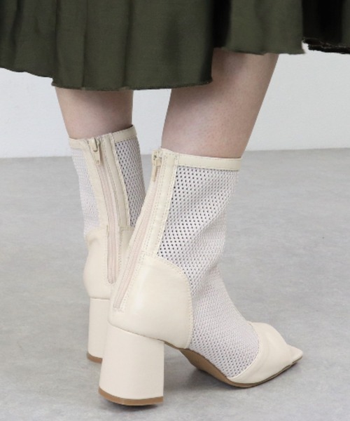 「LOVEHUNTER」 オープントゥブーツ M アイボリー レディース_画像4