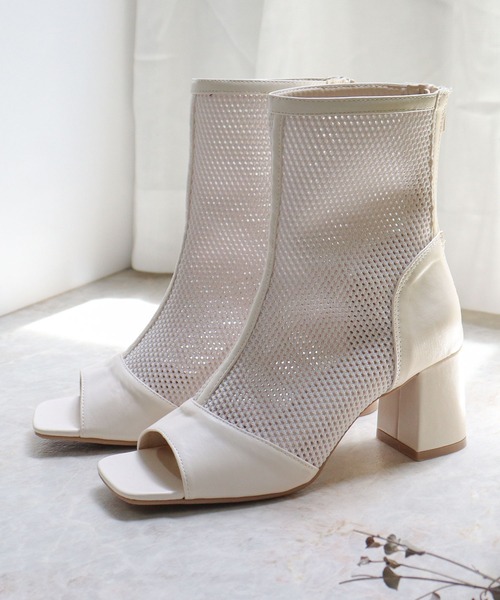 「LOVEHUNTER」 オープントゥブーツ M アイボリー レディース_画像6