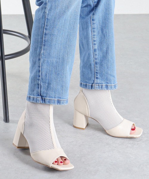 「LOVEHUNTER」 オープントゥブーツ M アイボリー レディース_画像9