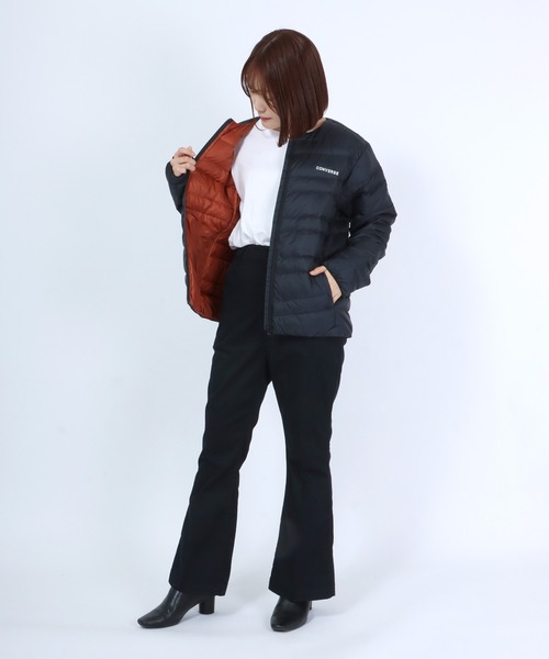 「CONVERSE」 ダウンジャケット L オレンジ レディース_画像9