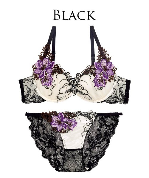 Reinest ブラジャー ショーツセット ロイヤルフラワーモチーフ