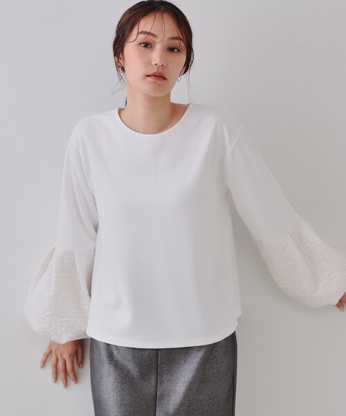 OPAQUE.CLIP tシャツ ジャカードバルーンスリーブトップス「洗濯