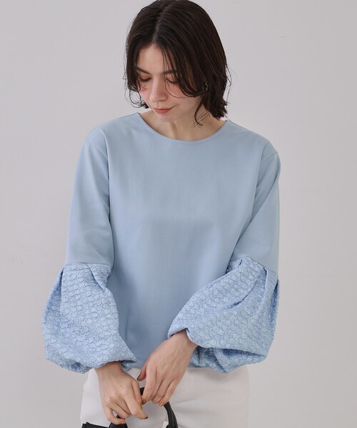 OPAQUE.CLIP tシャツ ジャカードバルーンスリーブトップス「洗濯