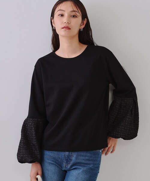 OPAQUE.CLIP tシャツ ジャカードバルーンスリーブトップス「洗濯