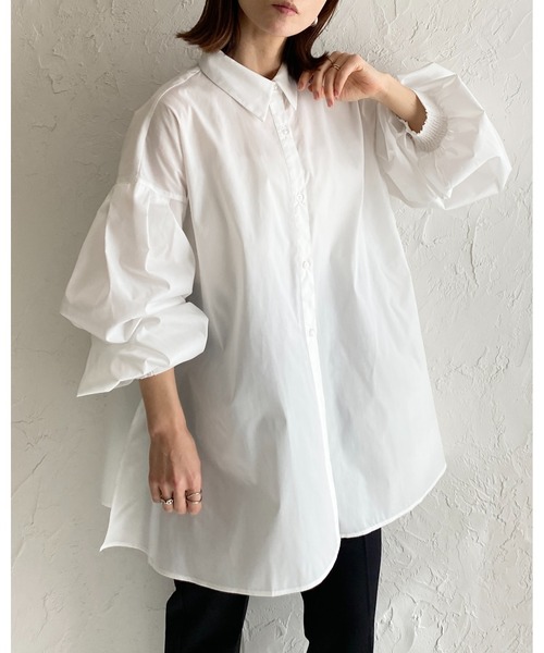 She's Closet ブラウス シャツ 襟付き長袖ボリュームスリーブ裾