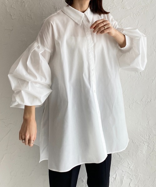 She's Closet ブラウス シャツ 襟付き長袖ボリュームスリーブ裾