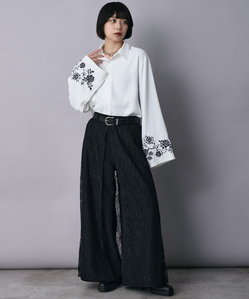 Ellno Loset（エルノロゼット） パンツ レースレイヤードパンツ メンズ