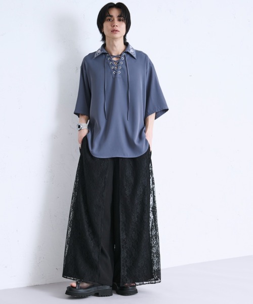 Ellno Loset パンツ レースレイヤードパンツ メンズ レディース
