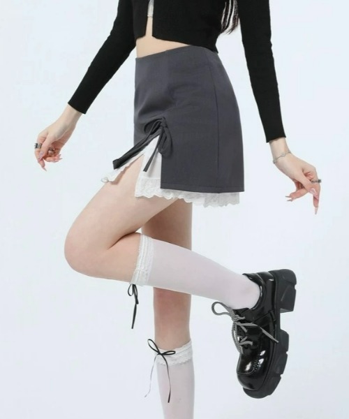 新品　【PUTUMAYO プトマヨ】　ミニフレアスカート　フリル　リボン　レース 新品 【PUTUMAYO プトマヨ】 ミニフレアスカート フリル リボン