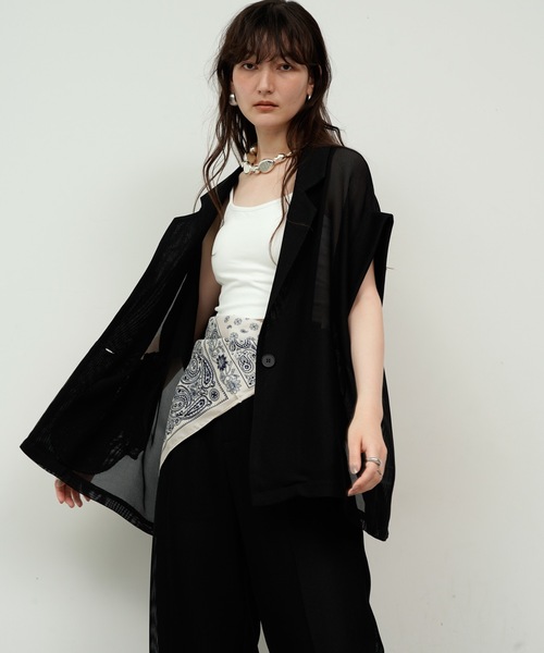 ベージュ メッシュ テーラードジャケット ジャケット テーラードジャケット Light mesh sheer French