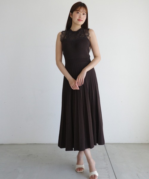 正規品　新品　Her lip to ワンピース　ブラウン　Mサイズ Her lip to 「Her to」 ニットワンピース M ブラウン レディース