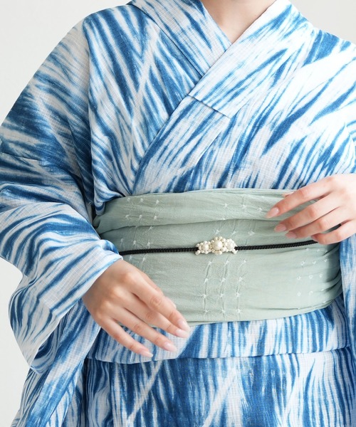 兵児帯 単品 utatane 綿麻 清江絞り バラ疋田 レディース
