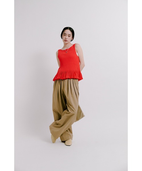 MIESROHE ベスト ジレ 2WAYシアーストライプペプラムトップス