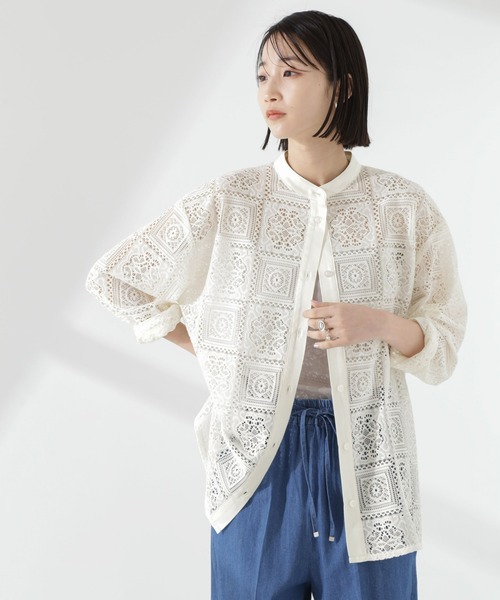 NANO universe（ナノ・ユニバース） ブラウス シャツ バンドカラー