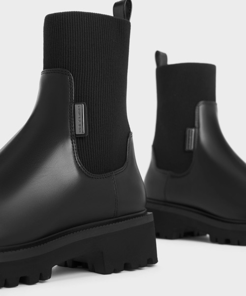 「CHARLES & KEITH」 ショートブーツ 25.5cm ブラック レディース_画像5