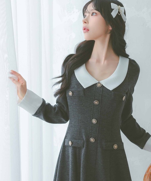 Tika ドレス キャバドレス 「韓国ドレス」 襟デザイン ボタン
