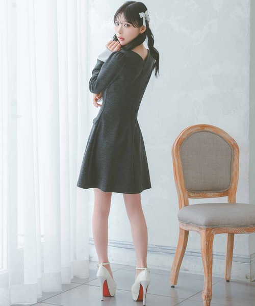 Tika ドレス キャバドレス 「韓国ドレス」 襟デザイン ボタン