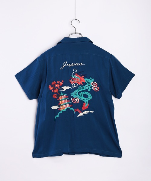 HOUSTON ブラウス シャツ 和柄刺繍 半袖 スーベニアシャツ 龍