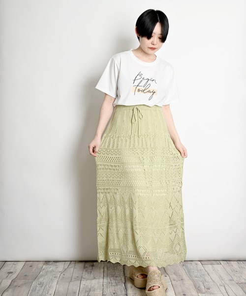 marai（マーライ） スカート 透かし編みニットロングスカート