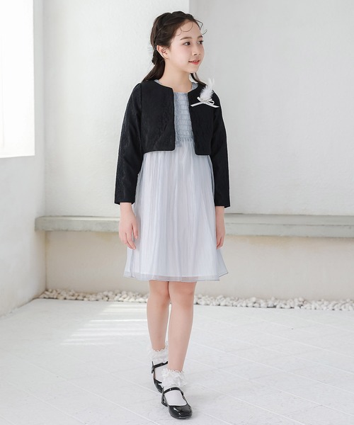 DRESCCO（ドレスコ） ワンピース くすみブルーシャーリングワンピース