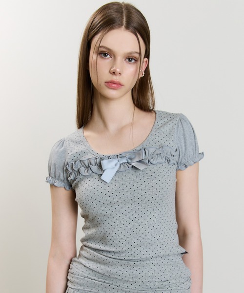 tシャツ SM RIBBON PUFF PATTERN TEE レディース