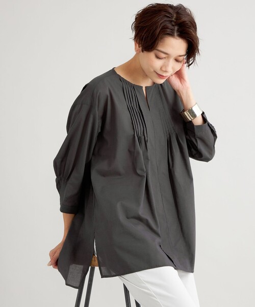 「EVEX by KRIZIA」 7分袖ブラウス 40 チャコールグレー レディース