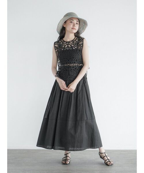 FIKA.（フィーカ） ベスト ジレ Side ribbon chemical lace vest