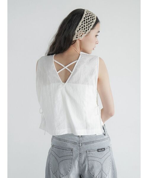 FIKA.（フィーカ） ベスト ジレ Side ribbon chemical lace vest