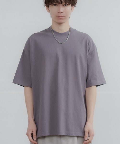 【machatt】モックネックTシャツ グレー ビックティシャツ　タグ付き improves（インプローブス） tシャツ シルキータッチ モックネック