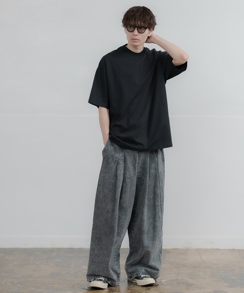 【machatt】モックネックTシャツ グレー ビックティシャツ　タグ付き improves（インプローブス） tシャツ シルキータッチ モックネック
