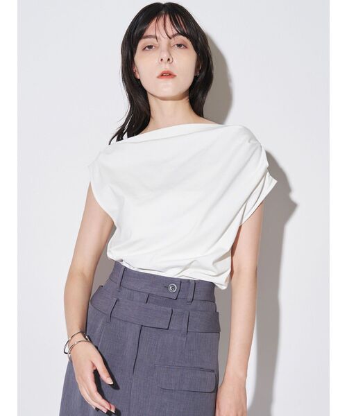 tシャツ アシンメトリードレープカットソー レディース