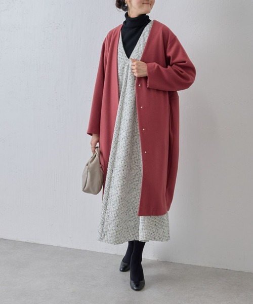 「BEARDSLEY」 ノーカラーコート 0 グレー レディース_画像2